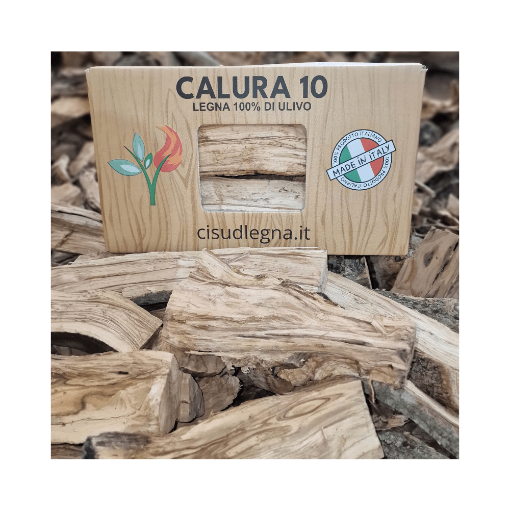 CALURA 10 – Scatola di legna da ardere di Olivo 10 kg
